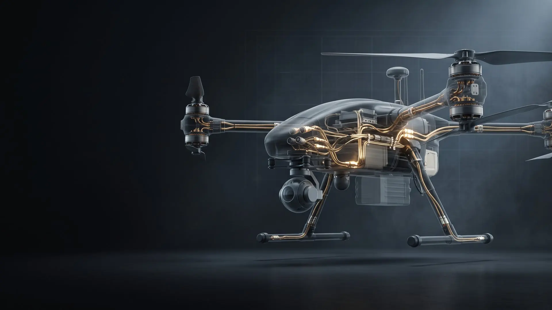 UAV wire harness connecting motors and avionics on a multirotor drone